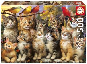 Opakowanie Puzzle 500 Kocięta i Ptaki 113395