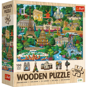 Opakowanie Puzzle drewniane 1000 Francja znane miejsca TREFL