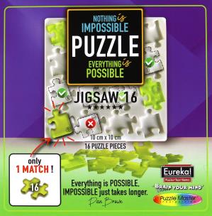 Puzzle Łamigłówka Impossible 16 elementów poziom 6/6. Wydawca: EUREKA 3D. Multiszop.pl Opakowanie Puzzle Łamigłówka Impossible 16 elementów poziom 6/6