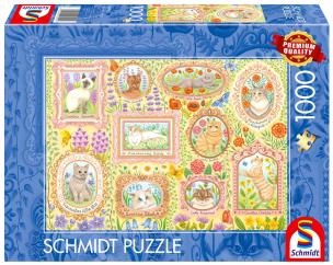 Puzzle PQ 1000 Portrety kociej socjety G3. Wydawca: Schmidt. Multiszop.pl Opakowanie Puzzle PQ 1000 Portrety kociej socjety G3