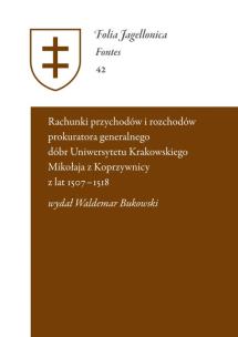 Opakowanie Rejestr przychodów i rozchodów prokuratora generalnego dóbr Uniwersytetu Krakowskiego Mikołaja z Kop