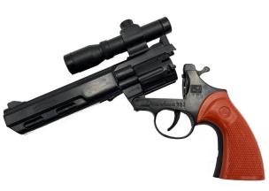 Rewolwer z lunetą na spłonke K28. Wydawca: Cabo-Toys. Multiszop.pl Opakowanie Rewolwer z lunetą na spłonke K28