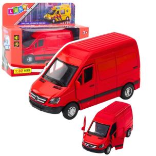 Samochód dostawczy metalowy dźwięki czerwony. Wydawca: Leantoys. Multiszop.pl Opakowanie Samochód dostawczy metalowy dźwięki czerwony