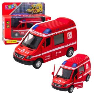 Samochód strażacki metalowy napęd światło dźwięk. Wydawca: Leantoys. Multiszop.pl Opakowanie Samochód strażacki metalowy napęd światło dźwięk