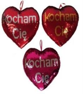 Opakowanie Serce cekinowe Kocham Cię 30cm MIX