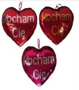 Opakowanie Serce cekinowe Kocham Cię 37cm MIX