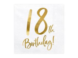 Opakowanie Serwetki 18th Birthday biały 33x33cm 20szt