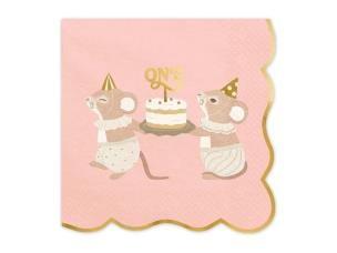 Opakowanie Serwetki One Myszki różowy 33x33cm 12szt