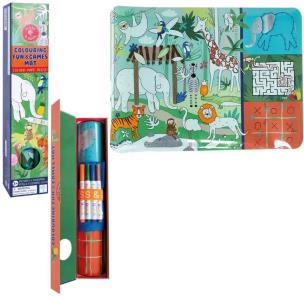 Silikonowa mata z łamigłowkami i grami Dżungla. Wydawca: Floss & Rock. Multiszop.pl Opakowanie Silikonowa mata z łamigłowkami i grami Dżungla