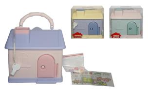 Opakowanie Skarbonka z uchwytem zamykana na klucz domek MIX