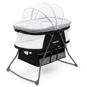 Składane łóżeczko-kołyska DreamyNest czarne. Wydawca: Baby Mix. Multiszop.pl Opakowanie Składane łóżeczko-kołyska DreamyNest czarne