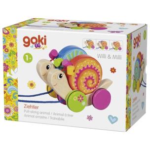 Ślimaki bliźniaki  Willi i Milli do ciągnięcia Goki. Wydawca: Goki. Multiszop.pl Opakowanie Ślimaki bliźniaki  Willi i Milli do ciągnięcia Goki