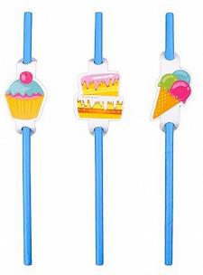Opakowanie Słomki niebieskie 20cm 6szt PARTY GO