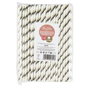 Opakowanie Słomki papierowe łamane czarne 144szt