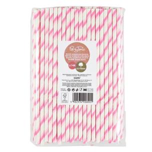 Opakowanie Słomki papierowe łamane różowe 144szt