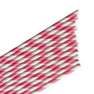 Opakowanie Słomki papierowe paski różowe 144szt