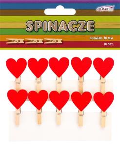 Opakowanie Spinacze drewniane serca 3cm 10szt
