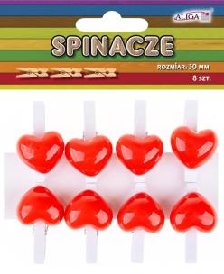 Opakowanie Spinacze drewniane serca 3cm 8szt