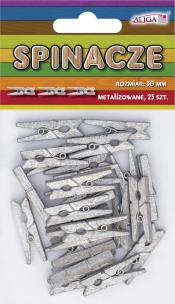 Opakowanie Spinacze drewniane srebrne metalizowane 3cm 25szt