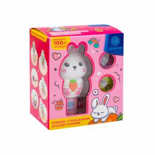 Opakowanie Stempel z naklejkami Astrafun Królik 100 naklejek wielokrotnego użytku + książeczka