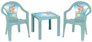 Stolik i dwa krzesła pastel turkus. Wydawca: 3toysm. Multiszop.pl Opakowanie Stolik i dwa krzesła pastel turkus