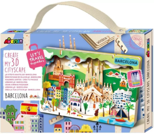 Stwórz pejzaż miejski Barcelona - puzzle drewniane. Wydawca: AVENIR. Multiszop.pl Opakowanie Stwórz pejzaż miejski Barcelona - puzzle drewniane