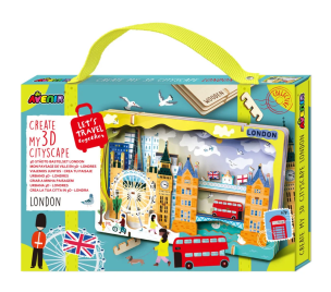 Stwórz pejzaż miejski Londyn - puzzle drewniane 3D. Wydawca: AVENIR. Multiszop.pl Opakowanie Stwórz pejzaż miejski Londyn - puzzle drewniane 3D