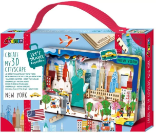 Stwórz pejzaż miejski Nowy Jork - puzzle drewniane. Wydawca: AVENIR. Multiszop.pl Opakowanie Stwórz pejzaż miejski Nowy Jork - puzzle drewniane