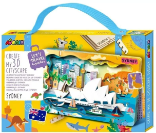 Stwórz pejzaż miejski Sydney - puzzle drewniane 3D. Wydawca: AVENIR. Multiszop.pl Opakowanie Stwórz pejzaż miejski Sydney - puzzle drewniane 3D