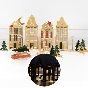 Opakowanie Świąteczne domki DIY (z lampkami led i markerem)