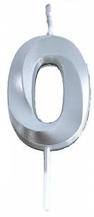 Opakowanie Świeczka 0 srebrna 4,8cm PARTY GO