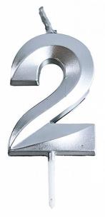 Opakowanie Świeczka 2 srebrna 4,8cm PARTY GO