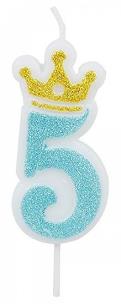 Opakowanie Świeczka 5 niebieska 6,8cm PARTY GO