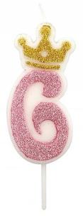 Opakowanie Świeczka 6 różowa 6,8cm PARTY GO