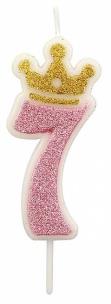 Opakowanie Świeczka 7 różowa 6,8cm PARTY GO