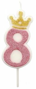 Opakowanie Świeczka 8 różowa 6,8cm PARTY GO