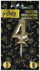 Opakowanie Świeczka urodzinowa 4 Metaliczna złota