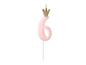 Opakowanie Świeczka urodzinowa 6 jasny różowy 9,5cm