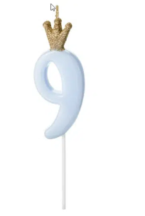 Opakowanie Świeczka urodzinowa 9 jasny niebieski 9,5cm