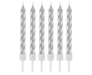 Opakowanie Świeczki B&C z podstawkami srebrne 8cm 12szt
