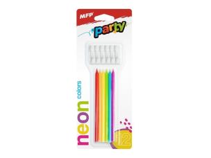 Świeczki do tortu neon 12,5cm 12szt. Wydawca: MFP. Multiszop.pl Opakowanie Świeczki do tortu neon 12,5cm 12szt