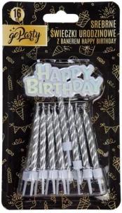 Opakowanie Świeczki urodzinowe srebrne HB 16szt