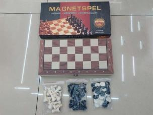 Opakowanie Szachy+warcaby magnetyczne, drewniana plansza