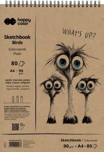 Opakowanie Szkicownik na spirali Ptaki A4 90g. 80ark. biały Happy Color