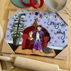 Opakowanie Szklana deska ozdobna Crazy Cat Lady Kociara Święt