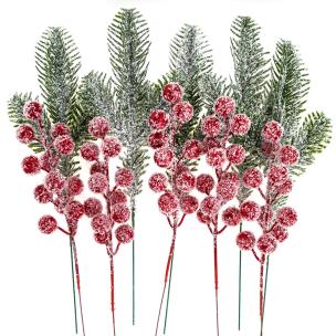 Opakowanie Szronione gałązki dekoracyjne z owocami 26cm 10szt