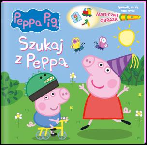 Szukaj z Peppą.  Świnka Peppa. Magiczne obrazki. Autor: Opracowanie zbiorowe. Multiszop.pl Okładka książki Szukaj z Peppą.  Świnka Peppa. Magiczne obrazki