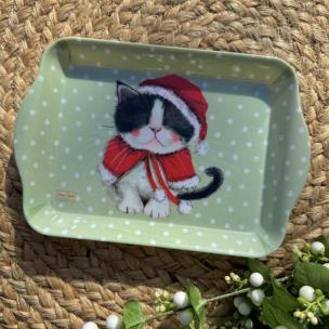 Opakowanie Taca mała Świąteczny kotek w przebraniu Święta