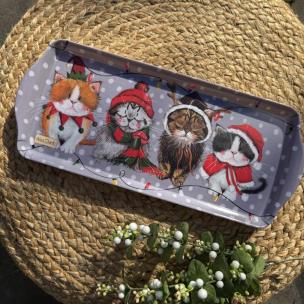 Opakowanie Taca średnia Świąteczne koty Święta