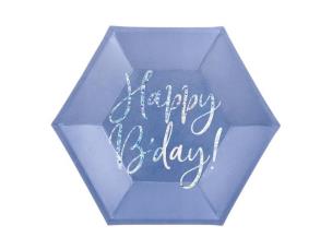 Opakowanie Talerzyki Happy B'day! granatowy 20cm 6szt